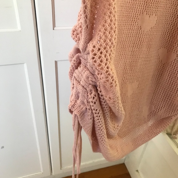 BLOOMCHIC Open Knit Sweater Tunic Side Ruching Pink Women’s Plus Size 22-24 3X - Picture 8 of 16